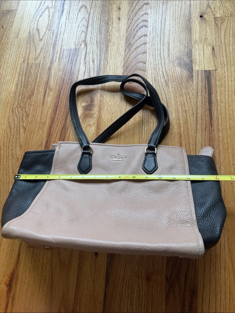 kate spade Two-Tone Pebbled Leather Tote in Black & Blush purse